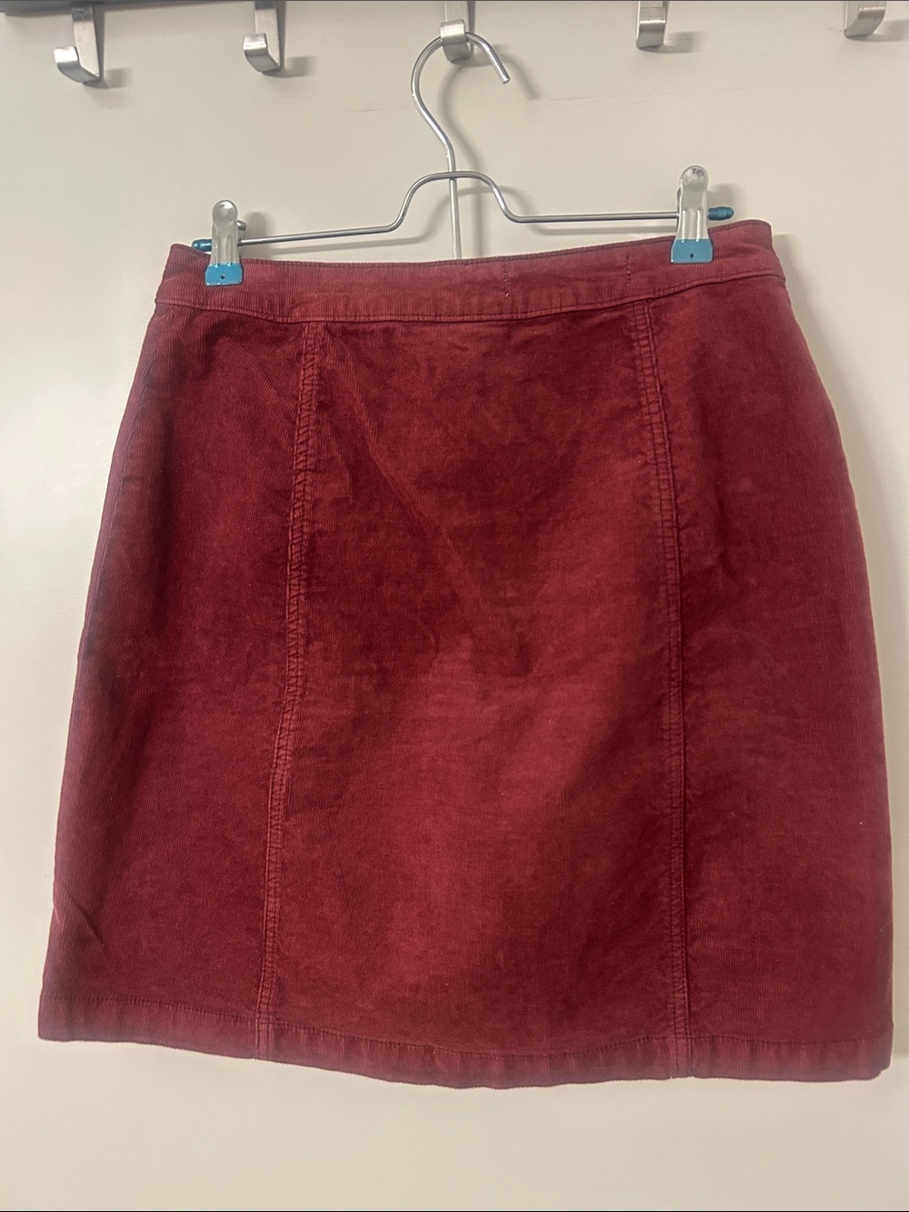 Anthropologie Button-Front Corduroy Midi Skirt in Wine Red - Picture 10 of 11